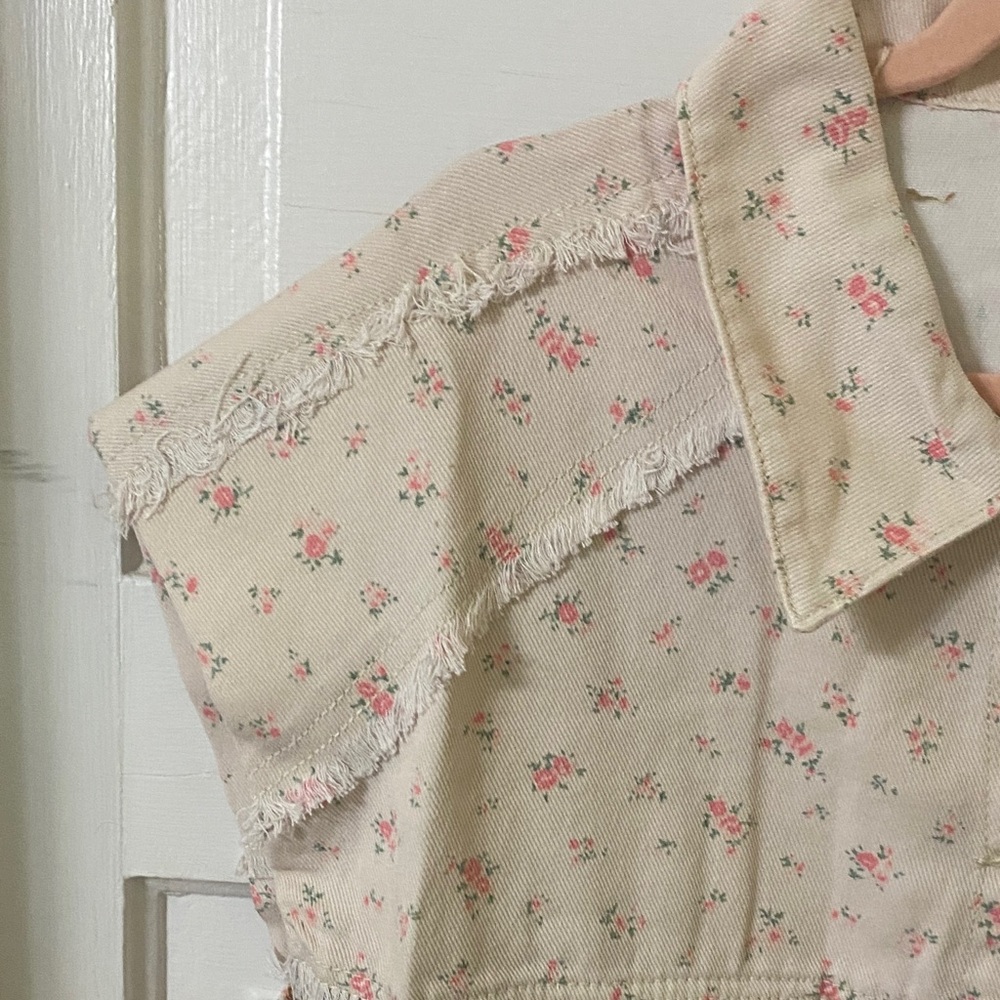 POL Patchwork Button Down Shirt - Cream, Orange, … - image 6